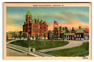 Moses Taylor Hospital Scranton PA Linen Postcard Metrocrat